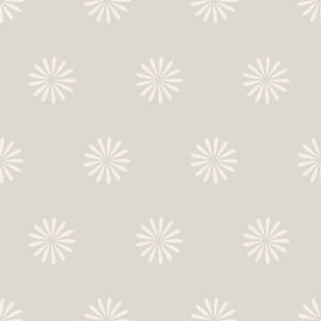 Fototapeta Seamless pattern neutral minimalist flowers. Simple floral background. Vector illustration.