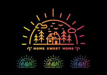 Home sweet home line art illustration
