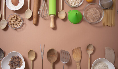 Cooking. Food. Kitchen tools. ingredients for cooking. Background. 