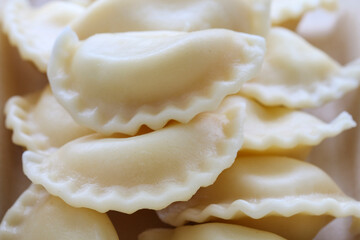 A stack of homemade dumplings.