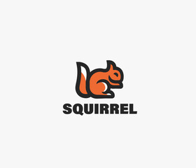 Squirrel Logo. Cartoon Animal Flat Illustration. Vector Design
