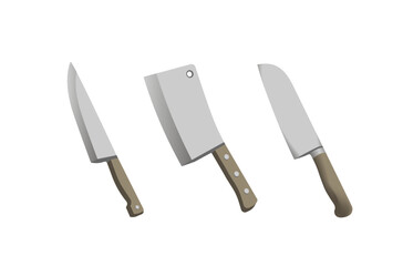 Kitchen Knives Realistic Vector illustration. Butcher, Chief, Kitchen 