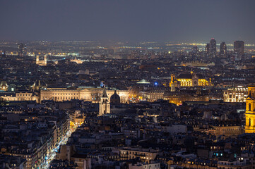 Fototapeta na wymiar Paris de nuit, vue aérienne ,Saint Germain, le Louvre,