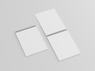 Blank spring note mockup, A realistic set of white notepad sheets