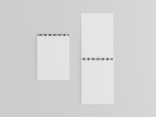 Blank spring note mockup, A realistic set of white notepad sheets