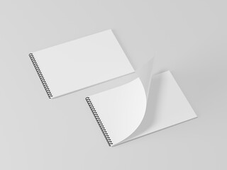 Blank spring note mockup, A realistic set of white notepad sheets