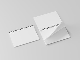 Blank spring note mockup, A realistic set of white notepad sheets