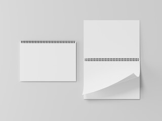 Blank spring note mockup, A realistic set of white notepad sheets