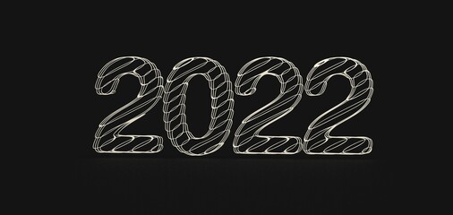 Typography design of 2022 with 3d style design