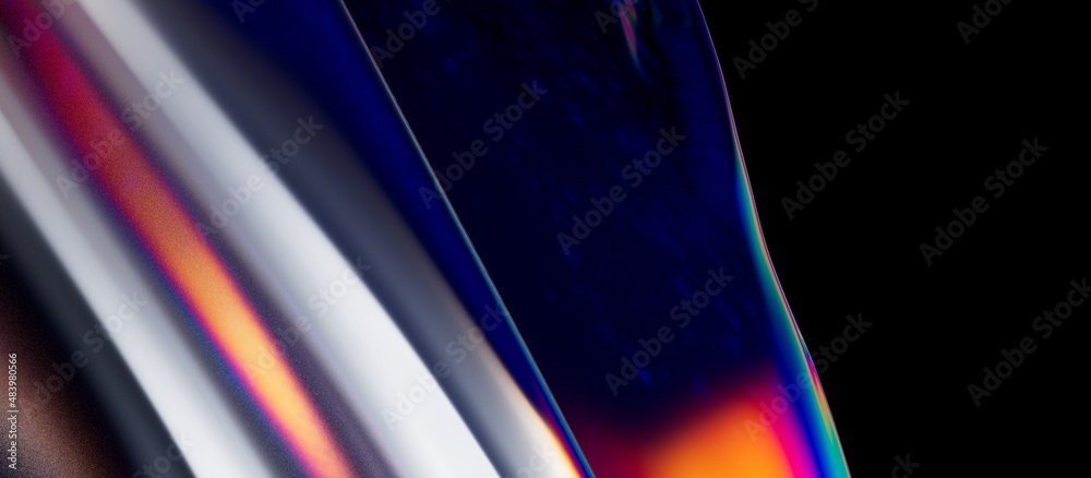Poster 3d fluid shapes with holographic effect