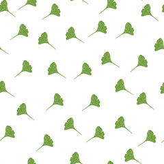Ginkgo biloba seamless pattern. Beautiful plant background.