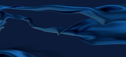 Flowing transparent Cloth Wave, blue Waving Silk Flying Textile