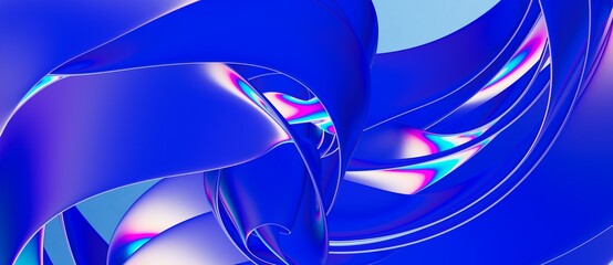 rendering abstract background with holographic twisted shapes