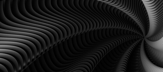 Radial lines with rotating distortion. Abstract spiral, vortex shape, element.