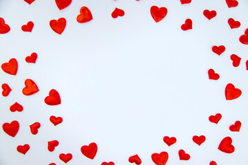 Hearts isolate on white background. Valentine's Day. Selective focus.