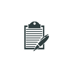 Paper and pen icon, Document icon, Note symbol. Vector icons