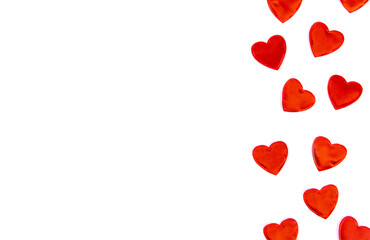 Hearts isolate on white background. Valentine's Day. Selective focus.