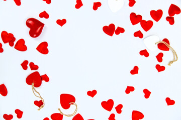 Hearts isolate on white background. Valentine's Day. Selective focus.