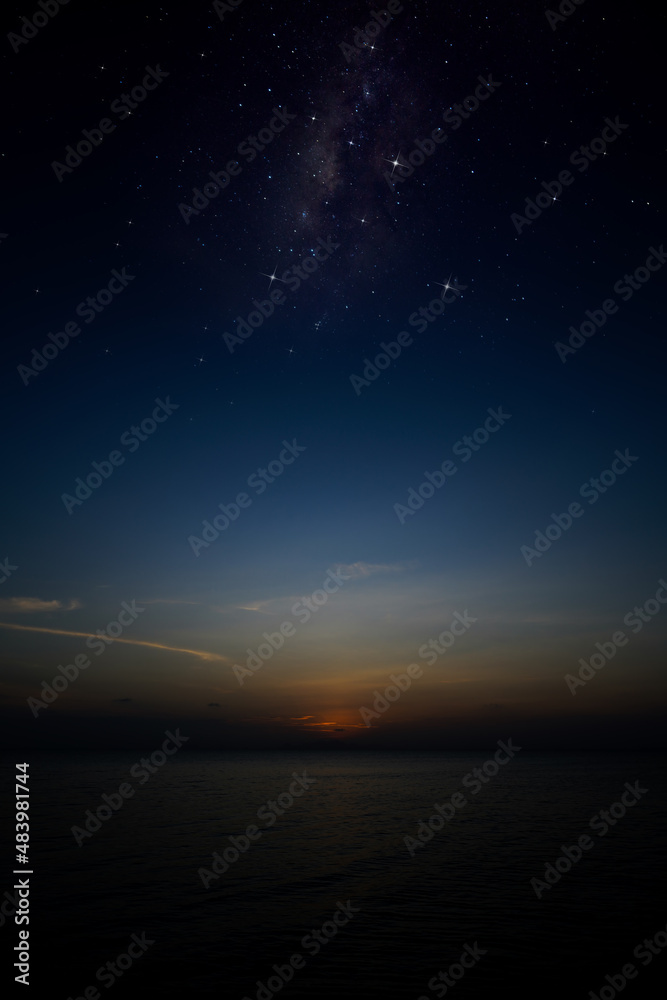 Canvas Prints The twilight sky with stars at the lake.