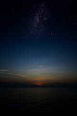 Fototapeta na wymiar The twilight sky with stars at the lake.