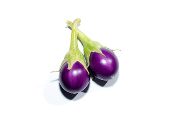 Close up violet Egg plant  on white background.