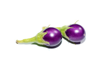 Close up violet Egg plant  on white background.