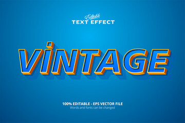 Editable text effect, blue background, Vintage text