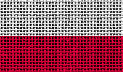 Poland flag on the surface of a metal lattice. 3D image