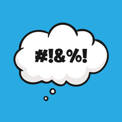 Comic book speech bubble with swear words. Concept of explicitives and aggressive disagreement. Vector stock.
