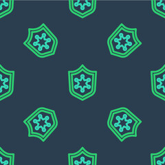 Line Police badge icon isolated seamless pattern on blue background. Sheriff badge sign. Vector