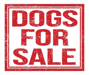 DOGS FOR SALE, text on red grungy stamp sign