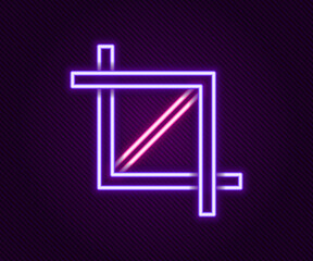 Obraz premium Glowing neon line Picture crop photo icon isolated on black background. Colorful outline concept. Vector