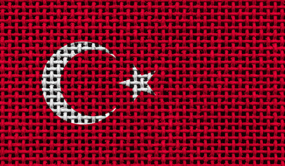  Turkey flag on the surface of a metal lattice. 3D image
