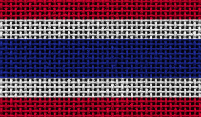 Thailand flag on the surface of a metal lattice. 3D image