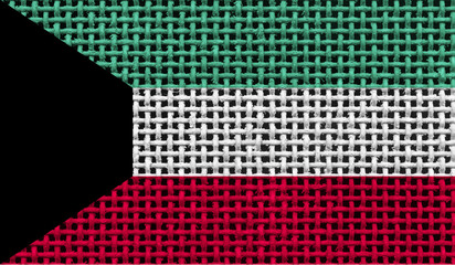 Kuwait flag on the surface of a metal lattice. 3D image