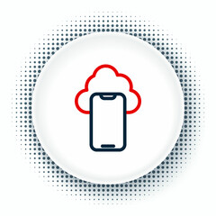 Line Cloud technology data transfer and storage icon isolated on white background. Colorful outline concept. Vector