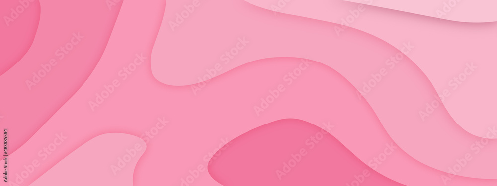 Aufkleber papercut abstract background with pink colour smooth gradient vector illustration. light pink curve 