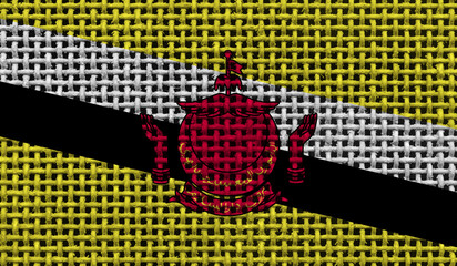 Brunei flag on the surface of a metal lattice. 3D image