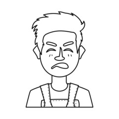 Vector illustration of guy and contempt sign. Set of guy and surprised vector icon for stock.