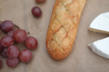 Food is on the table. Sweets and bread products