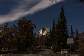 observatory astronomical dome in night sky