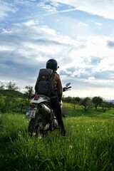 Obraz premium Adventure motorcycle rider