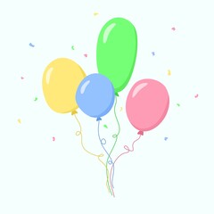 Hand drawn colorful balloons bunch. Party decoration. Flat vector illustration