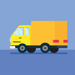 flat yellow truck car illustration vector