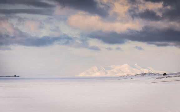 Clouds floating over Longyearbyen bay