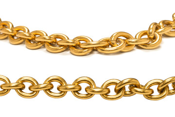 Obraz premium Golden chain isolated on white background.