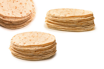 Grilled pitta bread isolated on white background.