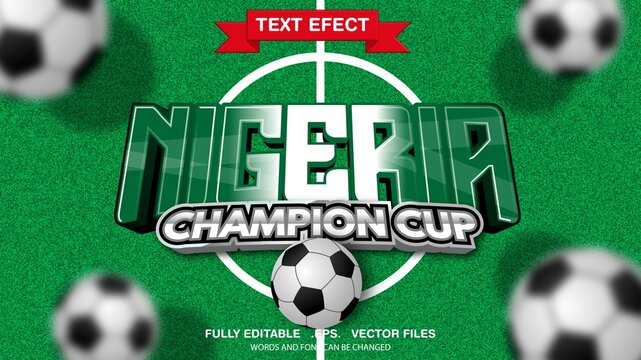 3d editable text effect nigeria football theme premium vector