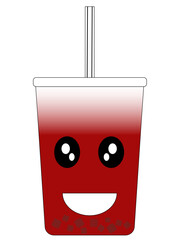 Cute doodle character of colorful soft drink glass