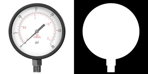 3D rendering illustration of a pressure gauge - obrazy, fototapety, plakaty